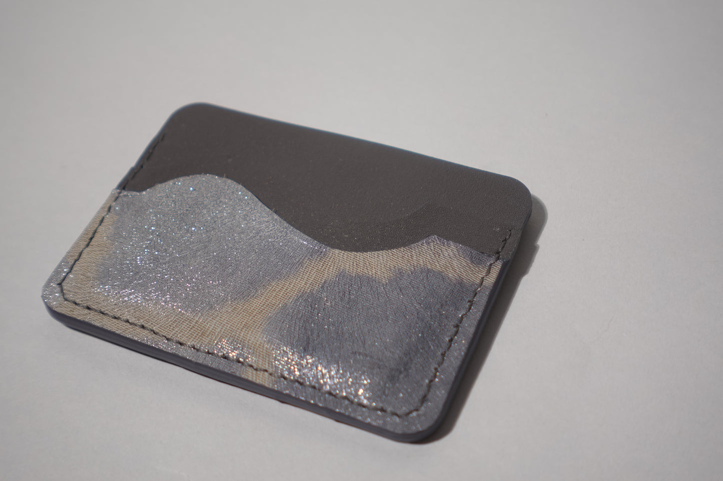 LEATHER CARD HOLDER 5 POCKET CHROME